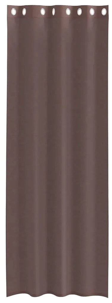 Cortinas de voile com ilhós 2 pcs castanho 140x260 cm