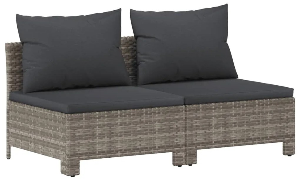 8 pcs conjunto lounge de jardim c/ almofadões vime PE cinzento