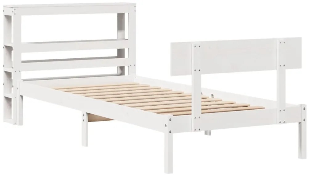 Cama sem colchão 75x190 cm madeira de pinho maciça branco