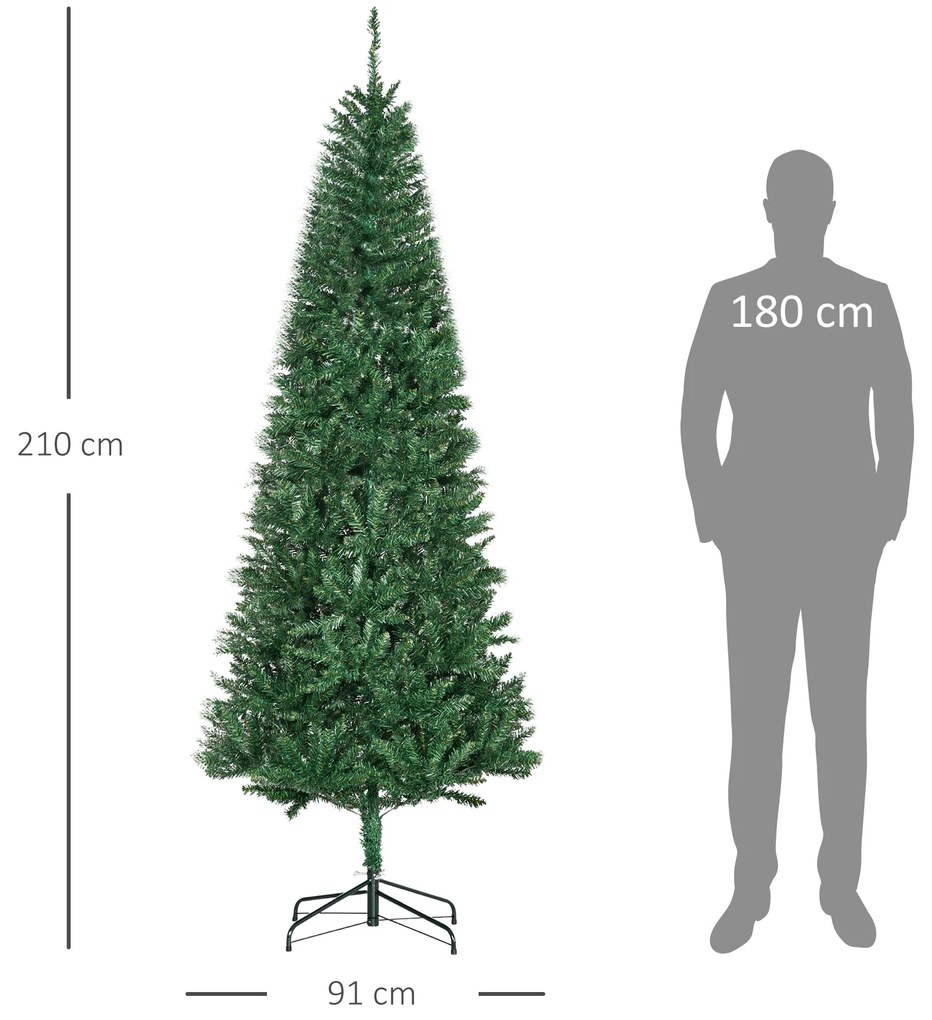 HOMCOM Árvore de Natal Artificial 210cm com 865 Ramos Ecológicos Decor