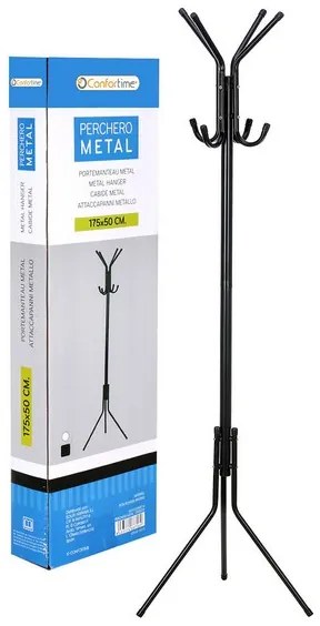 Bengaleiro Staande Kapstok Confortime Metal Preto (175 X 50 cm)