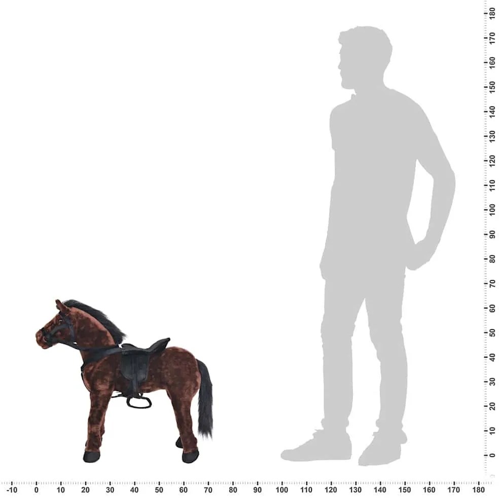 Cavalo de montar em peluche castanho escuro XXL