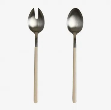 Conjunto De 2 Talheres Para Salada Em Aço Inoxidável Cressida Tapioca Bege - Sklum