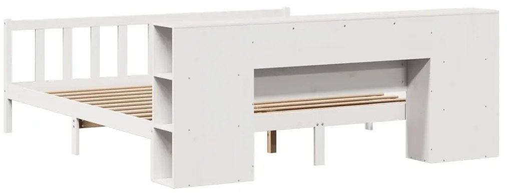 Cama com estante sem colchão 180x200 cm pinho maciço branco