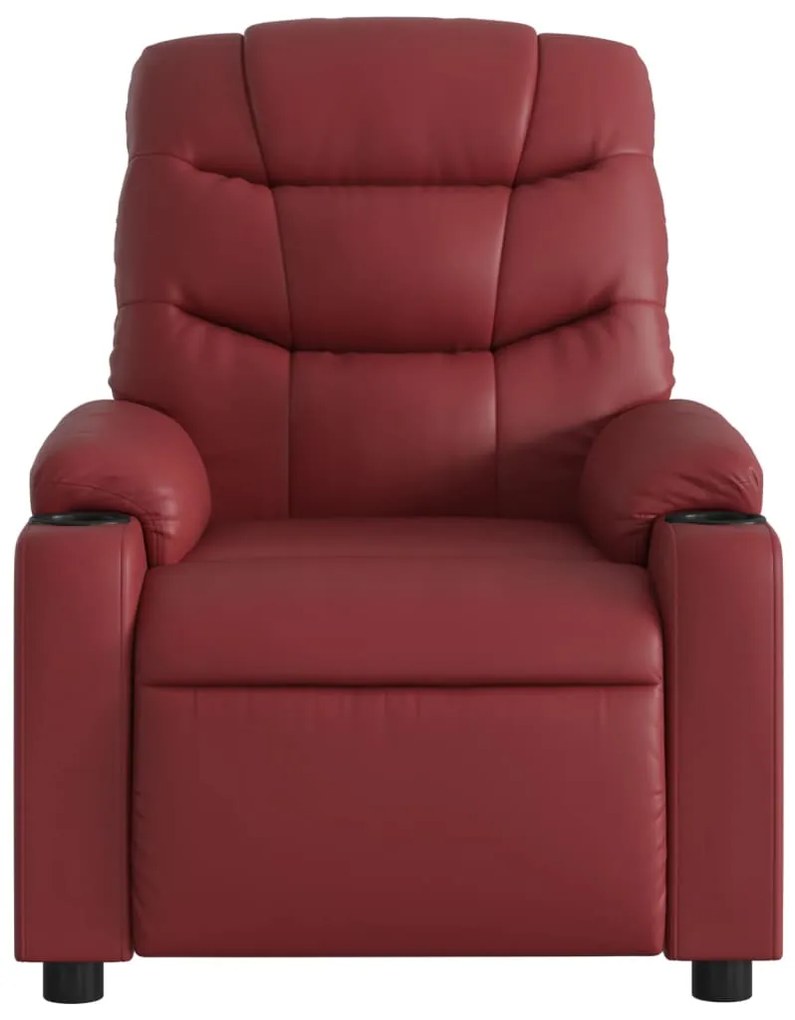Poltrona reclinável couro artificial vermelho tinto