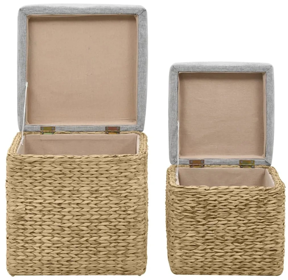 Conjunto de otomanos 2 pcs erva marinha cinzento