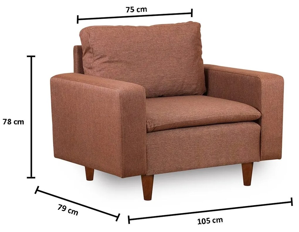 Poltrona Pafu Lungo — Castanho - 105x52x75 cm - Design Moderno