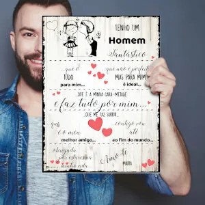 Prenda do dia do pai - Declaração de amor ao pai ou ao marido - Placa de parede