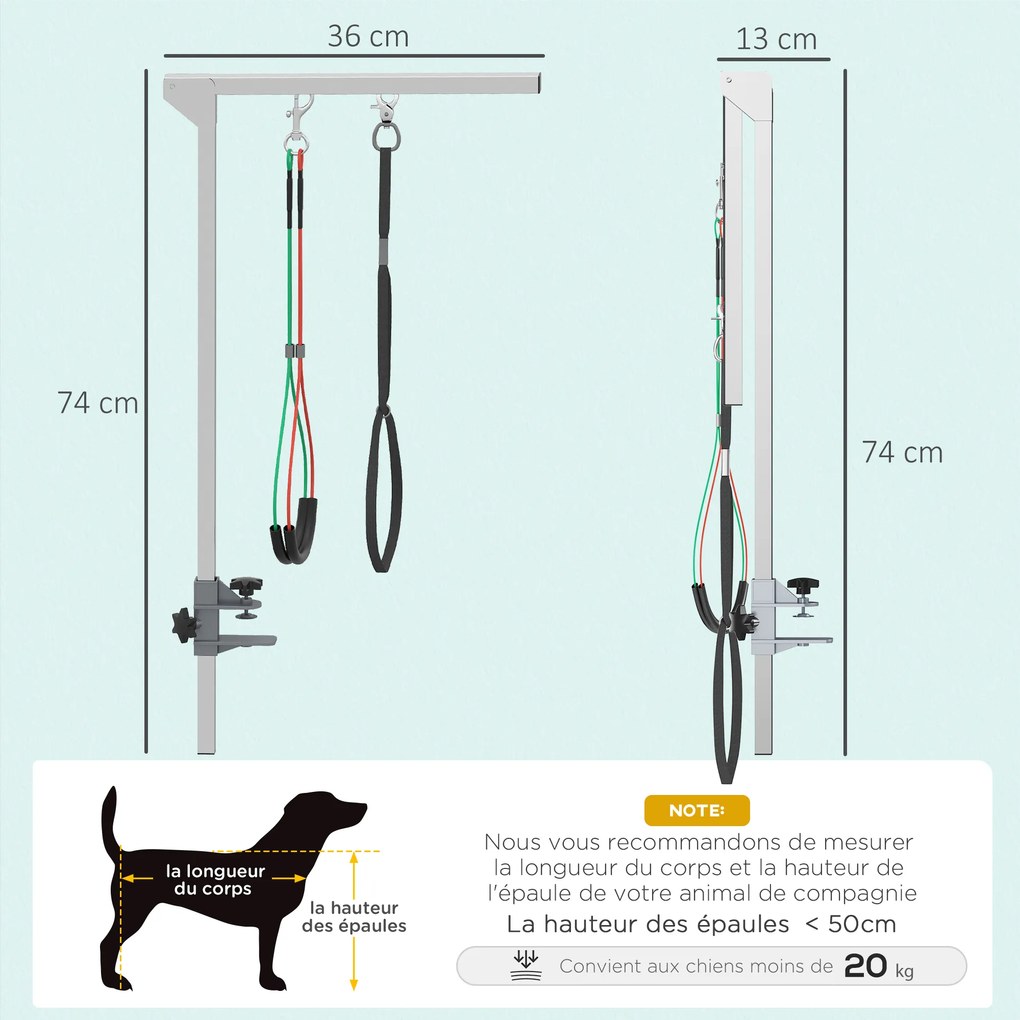 Braço dobrável para cuidados com animais de estimação, em aço inoxidável (MESA NÃO INCLUIDA), com colar de fixação para cães de grande e pequena estat