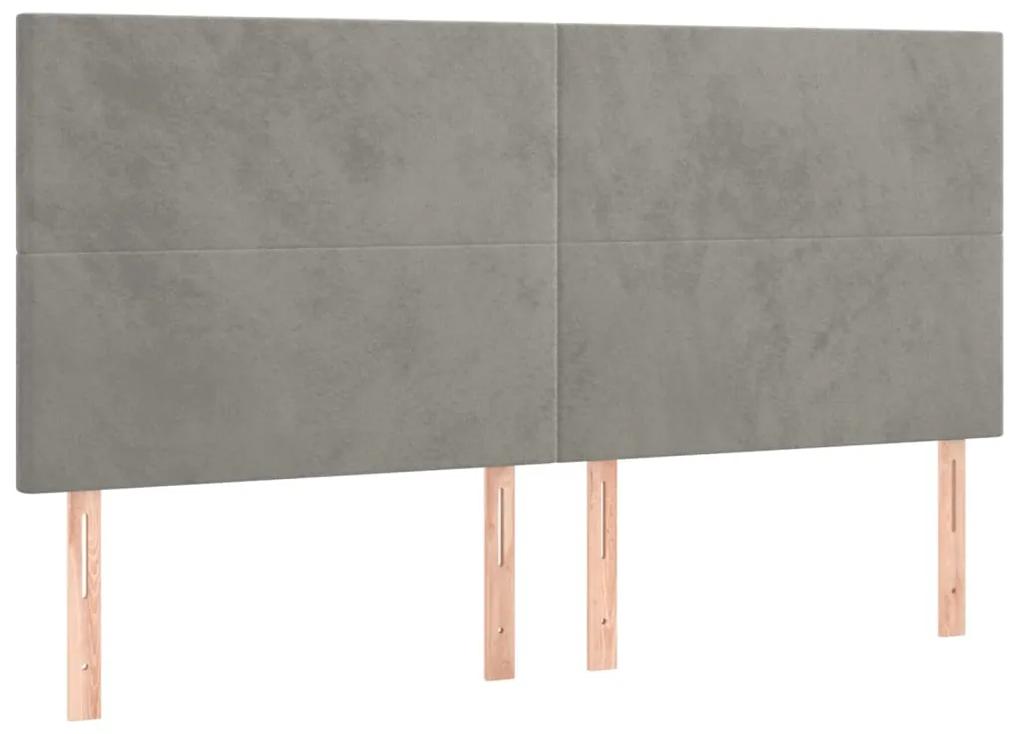 Cama com molas/colchão 160x200 cm veludo cinzento-claro