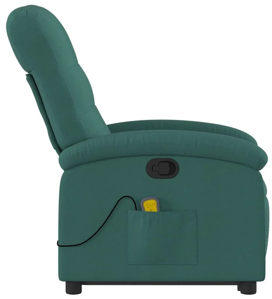 Poltrona reclinável elevatória de massagens tecido verde-escuro
