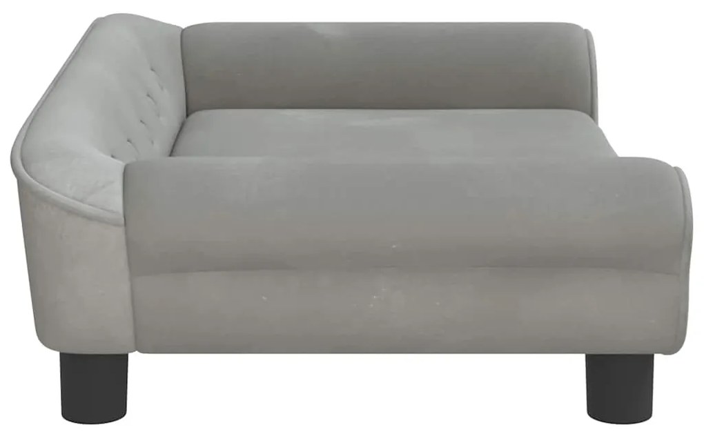 Cama para cães 70x48x22 cm veludo cinzento-claro