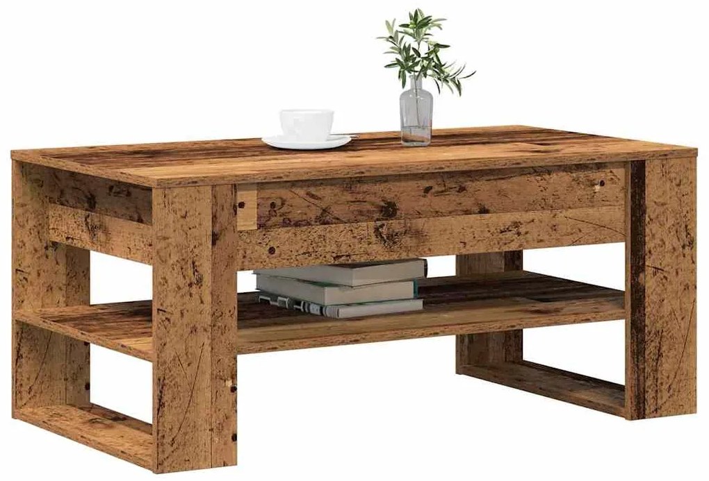 Mesa de Centro vidaXL em Madeira Velha 102x55x45 cm de Madeira de Enge