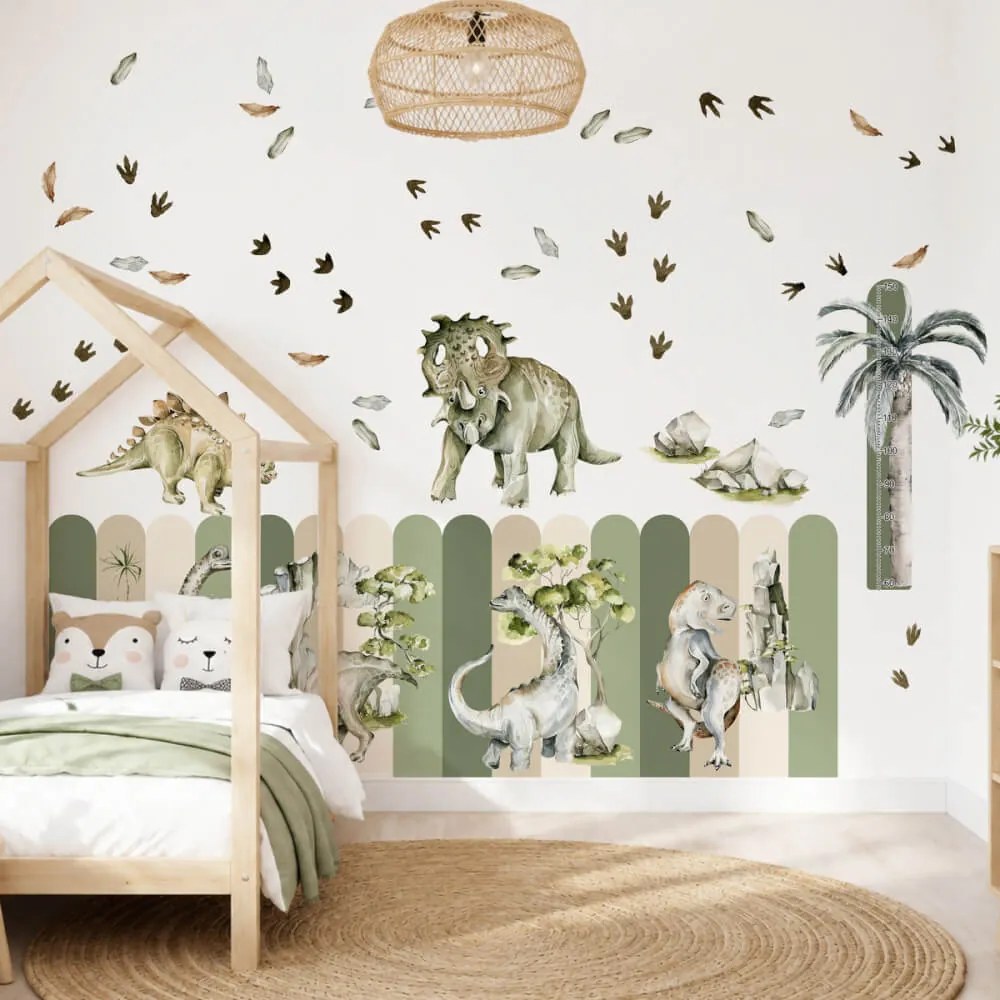 Conjunto de decoração de parede para crianças - O mundo dos dinossauros pré-históricos