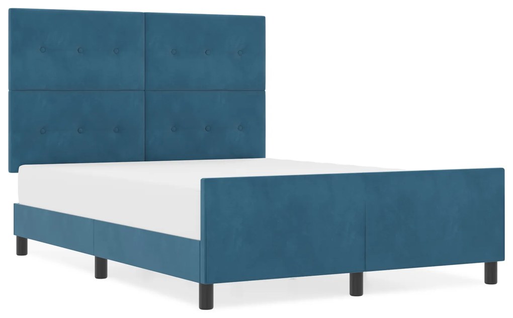 Cama vidaXL Azul Escuro 160x200 cm Veludo