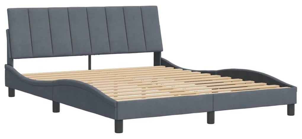 Estrutura de cama sem colchão 160x200 cm veludo cinzento-escuro