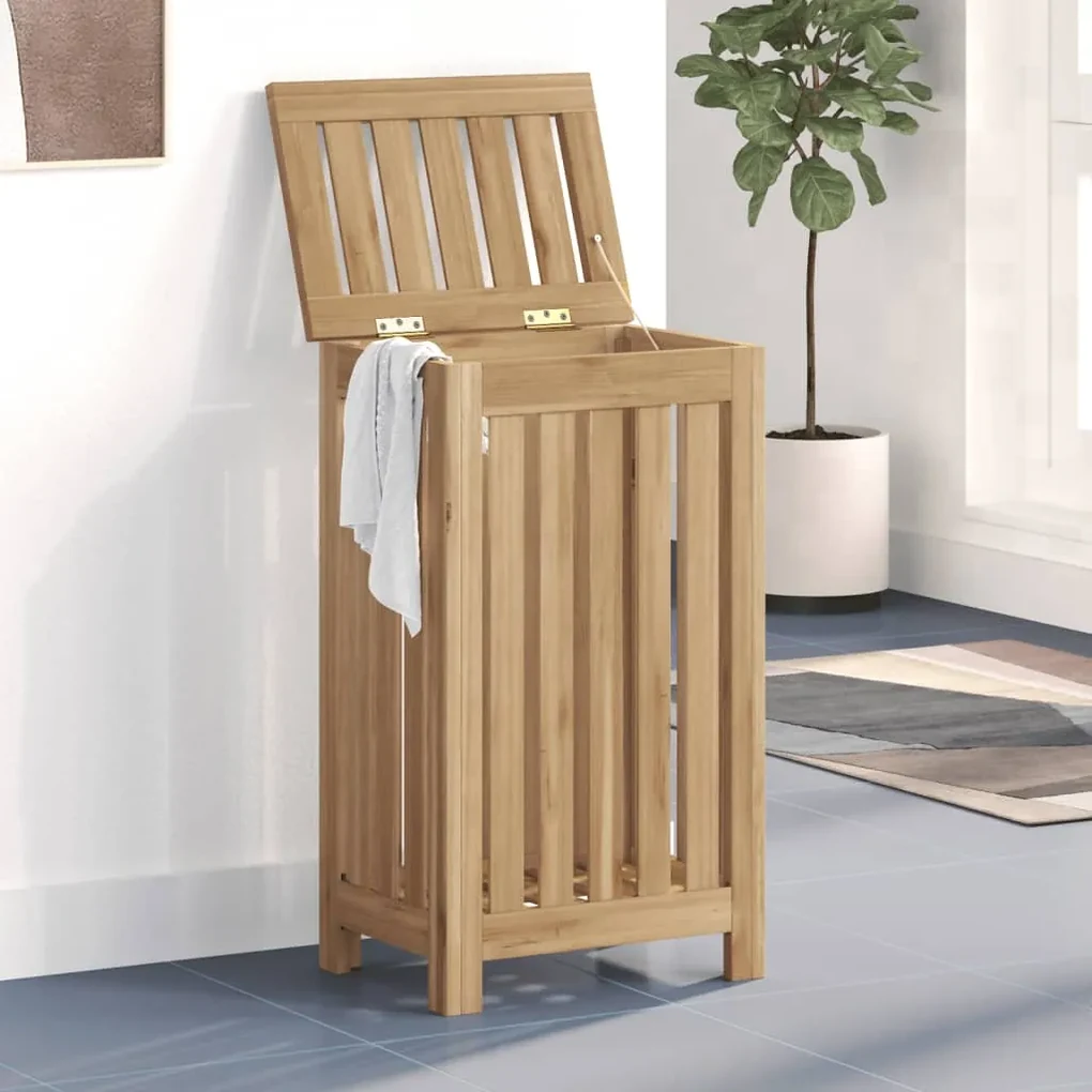 Cesto de roupa 35x25x60 cm madeira de teca maciça | BIANO