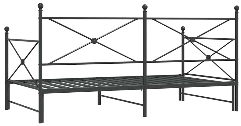 Cama de dia com gavetão sem colchão 107x203 cm aço preto