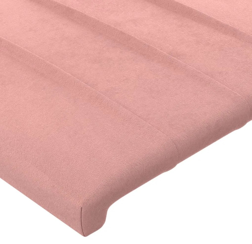 Cabeceira de cama c/ luzes LED veludo 90x5x118/128 cm rosa