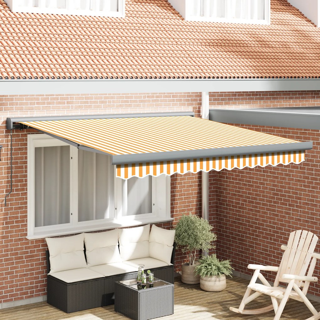 vidaXL Toldo Retrátil Manual Amarelo e Branco 300x250 cm