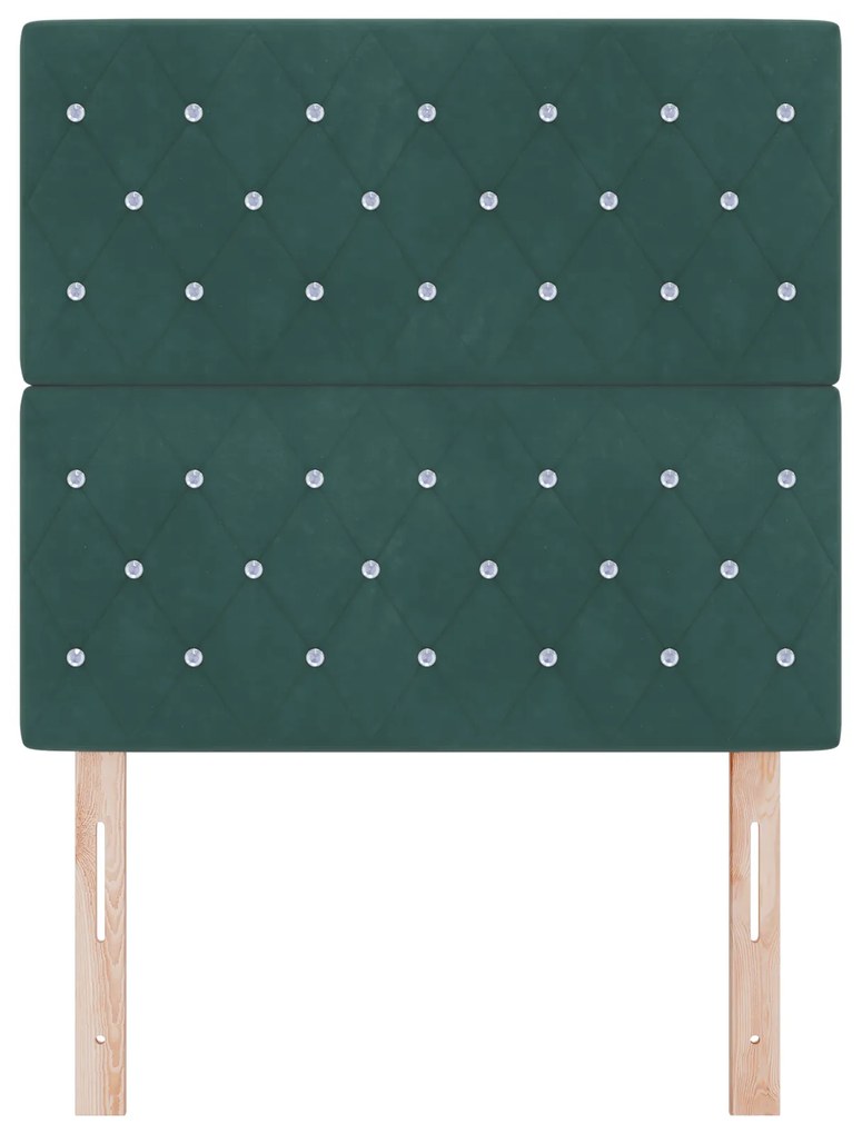 Cabeceira vidaXL Botão de Cristal de Veludo Verde Escura 100 cm, Cabec