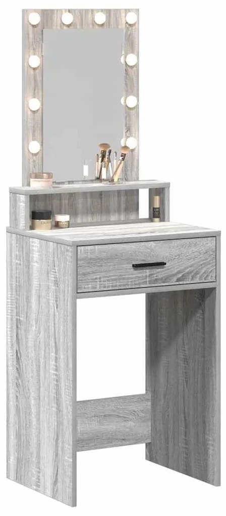 Mesa de maquilhagem vidaXL com luzes LED cinzento sonoma 50x41x140 cm
