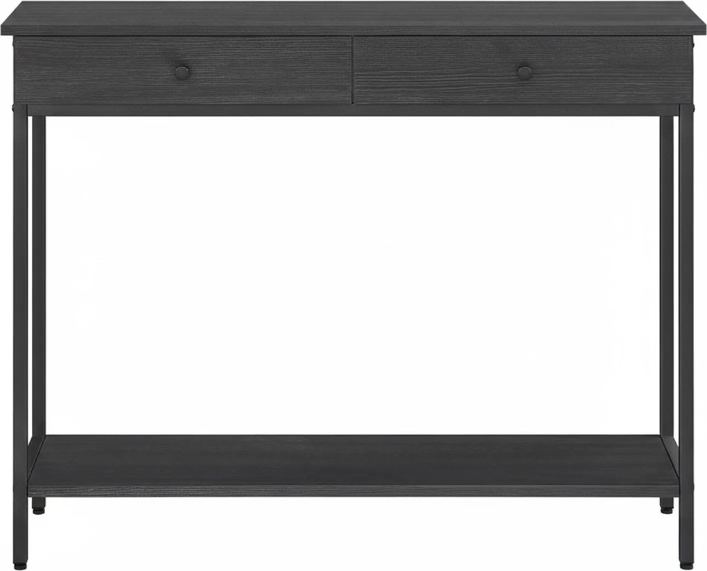 Mesa consola com 2 gavetas 30 x 80 x 100 cm para sala de estar ou hall de entrada, antracite, preto