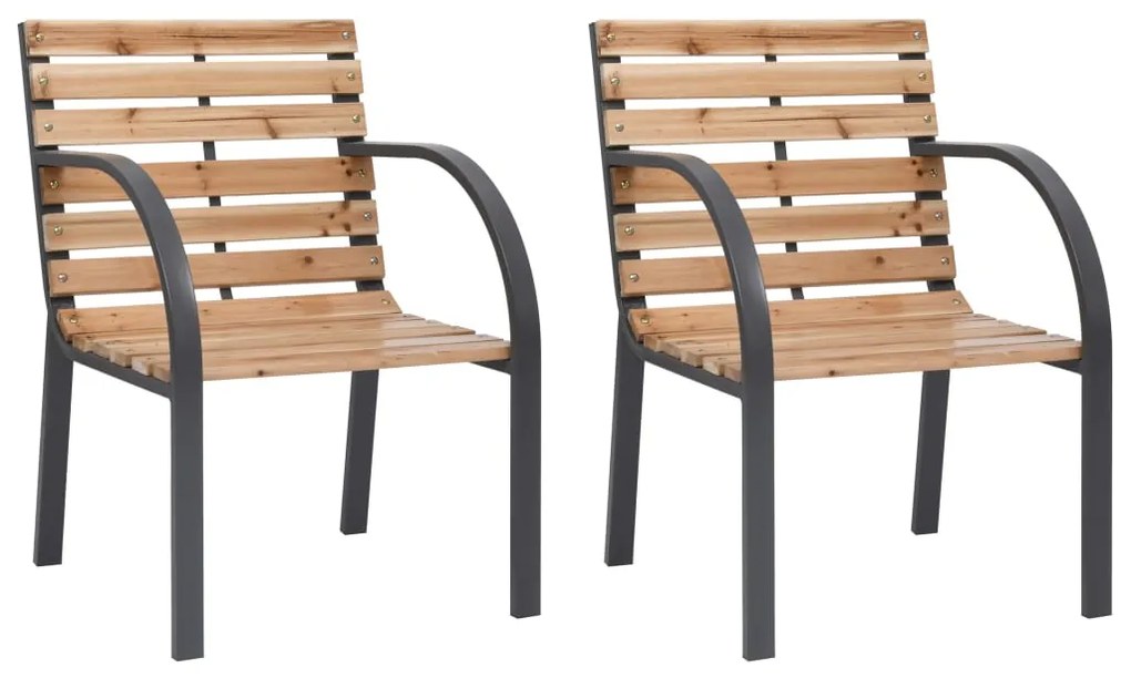 vidaXL Cadeiras de jardim 2 pcs madeira de abeto maciça