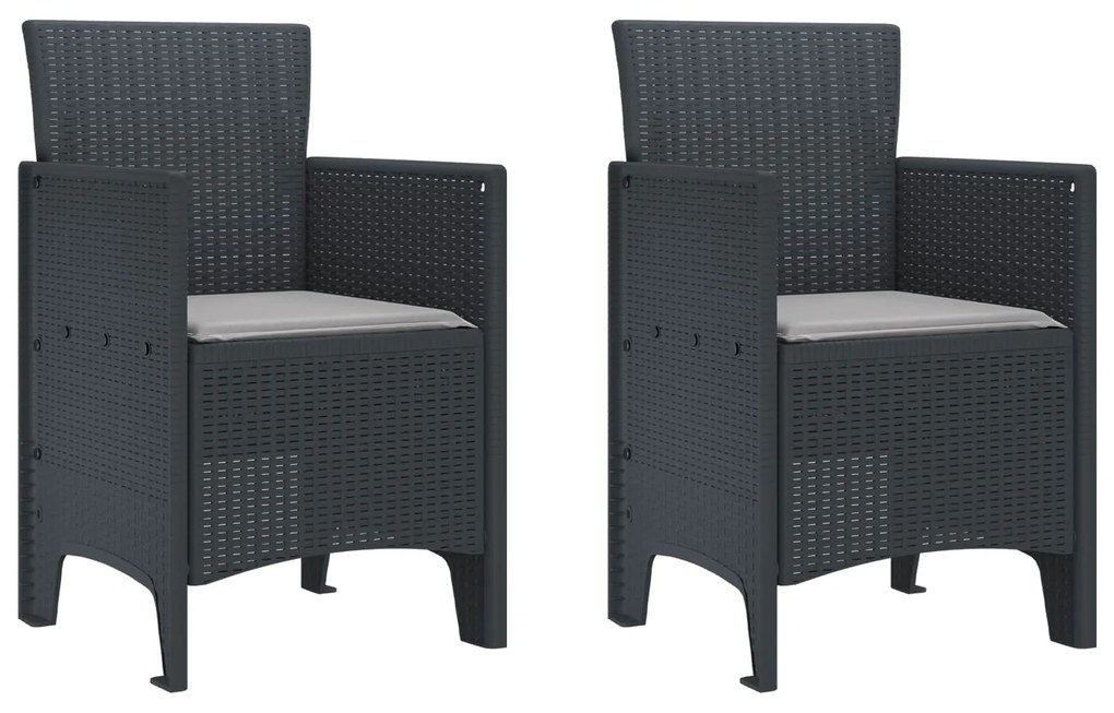 vidaXL Cadeira de Jardim 2 pcs Antracite 53 x 49 x 85 cm Polipropileno