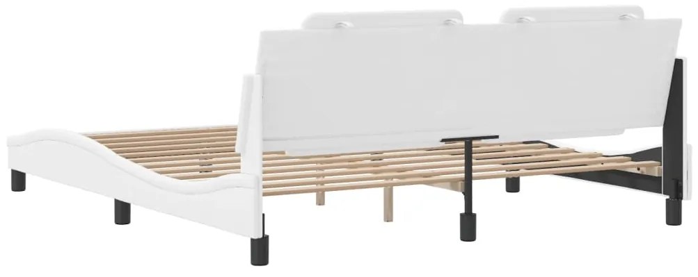 Estrutura cama c/ cabeceira 180x200 cm couro artificial branco