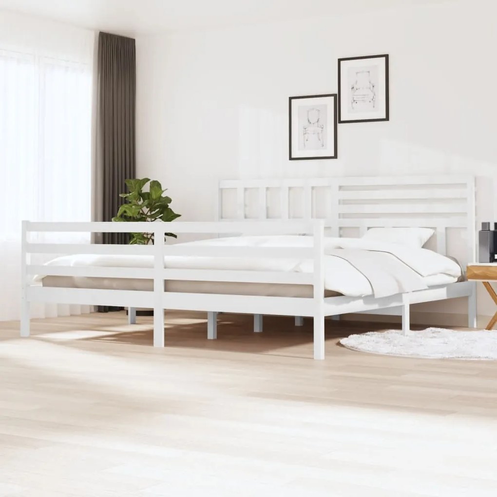 vidaXL Estrutura de cama 200x200 cm madeira maciça branco