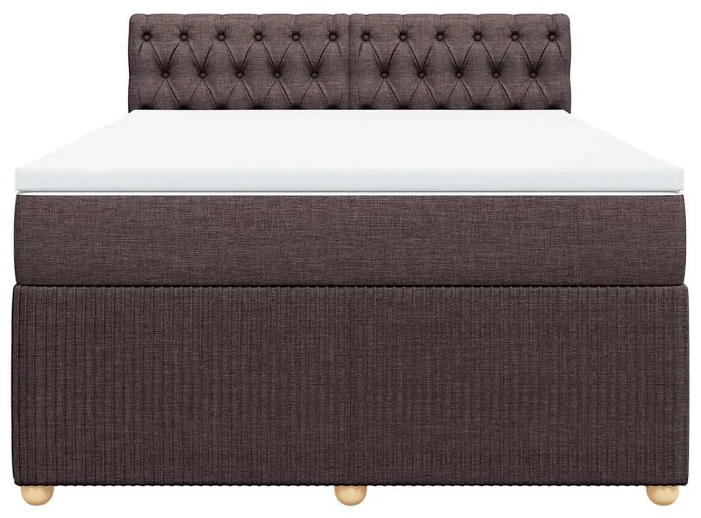 Cama com molas/colchão 140x200 cm tecido castanho-escuro