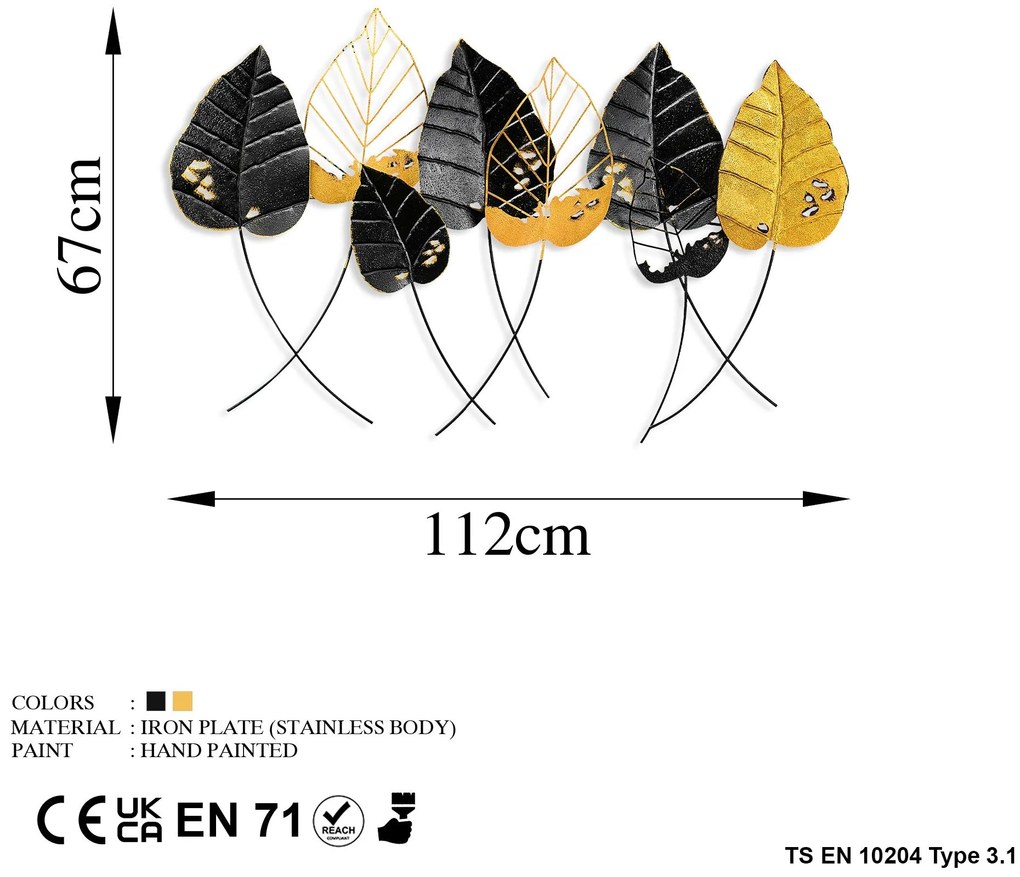 Acessório de Parede Decorativo Casting Leaf – Multicolor – 67 x 112 cm