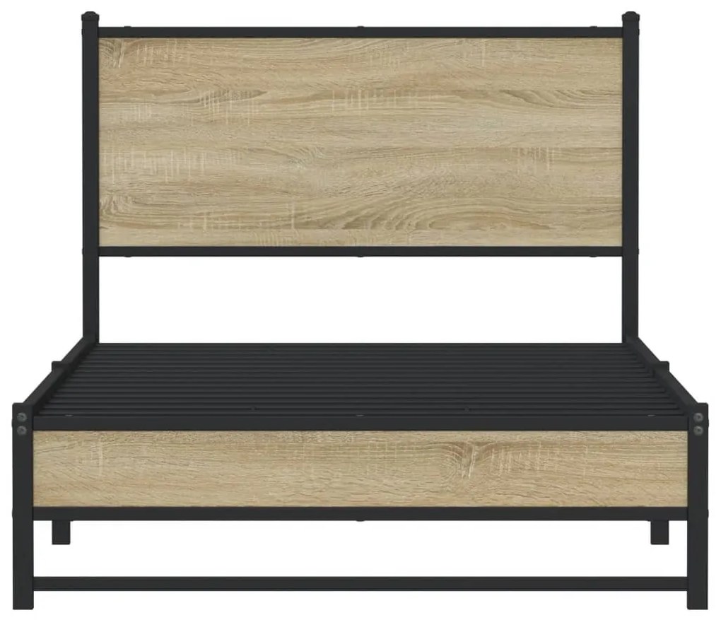 Estrutura de cama sem colchão 100x200 cm metal carvalho sonoma