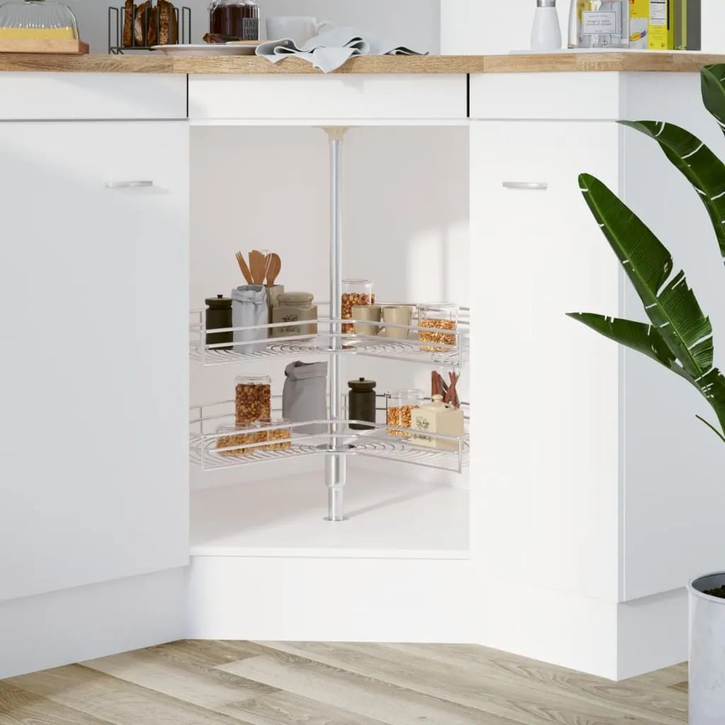 50974 vidaXL Unidade cestos de arame p/ cozinha 2 pcs 270 graus 71x71x80 cm