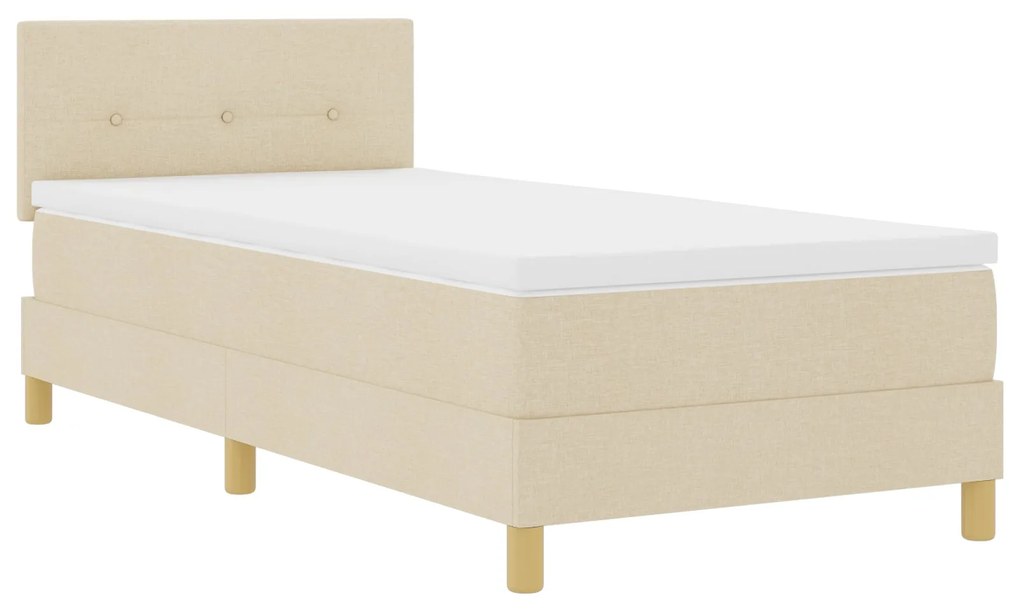 Cama Box Spring com Colchão Creme 90x190 cm Tecido