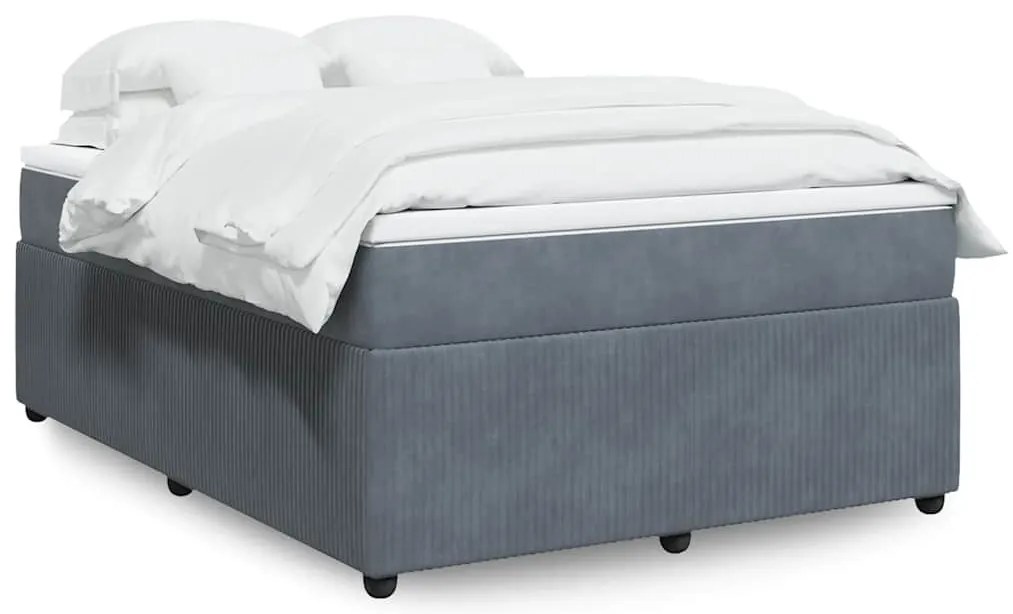 vidaXL Cama com molas/colchão 140x200 cm veludo cinzento-escuro