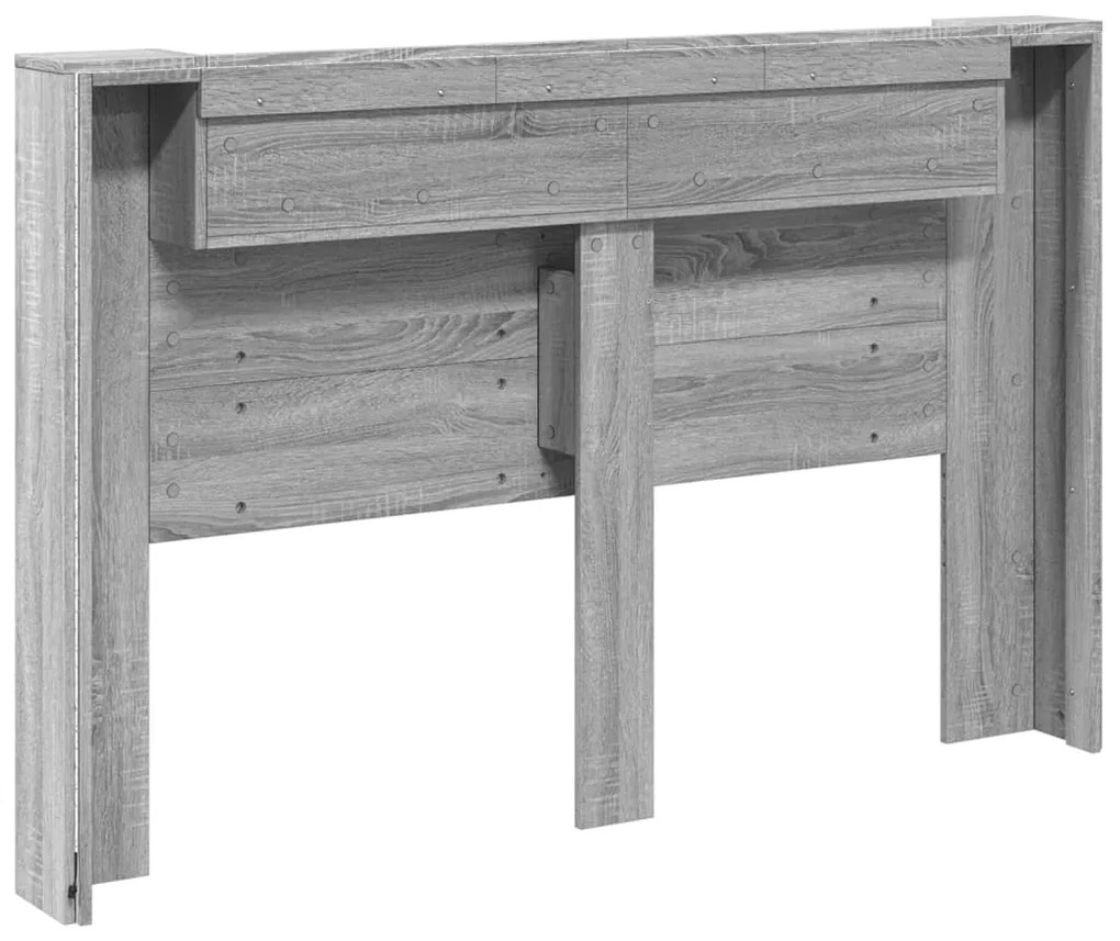 Armário de cabeceira c/ luzes LED 160x16,5x103,5cm cinza sonoma