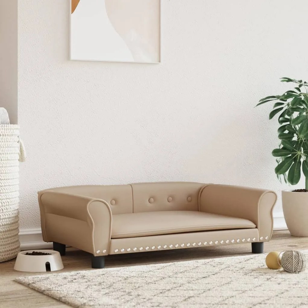 vidaXL Cama para cães 95x55x30 cm couro artificial cor cappuccino