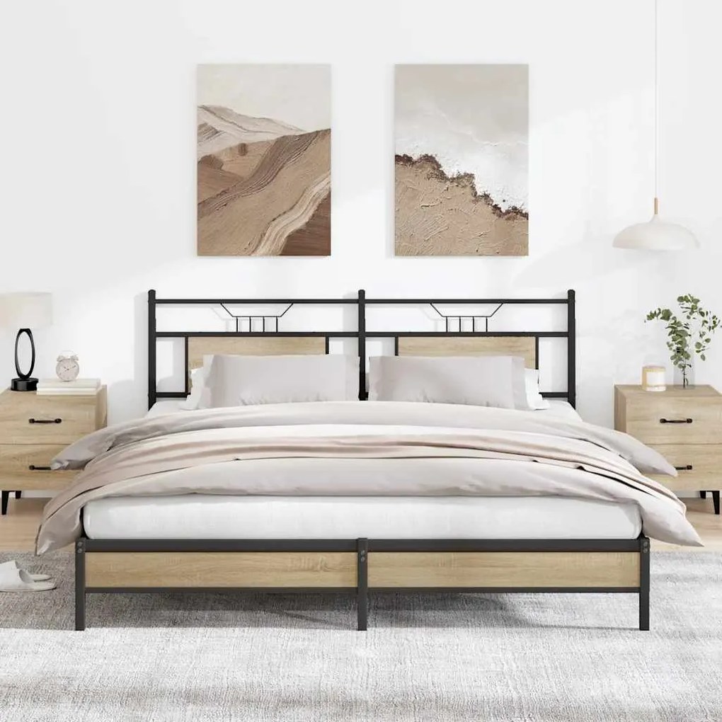 Estrutura de cama sem colchão 183x213 cm carvalho sonoma