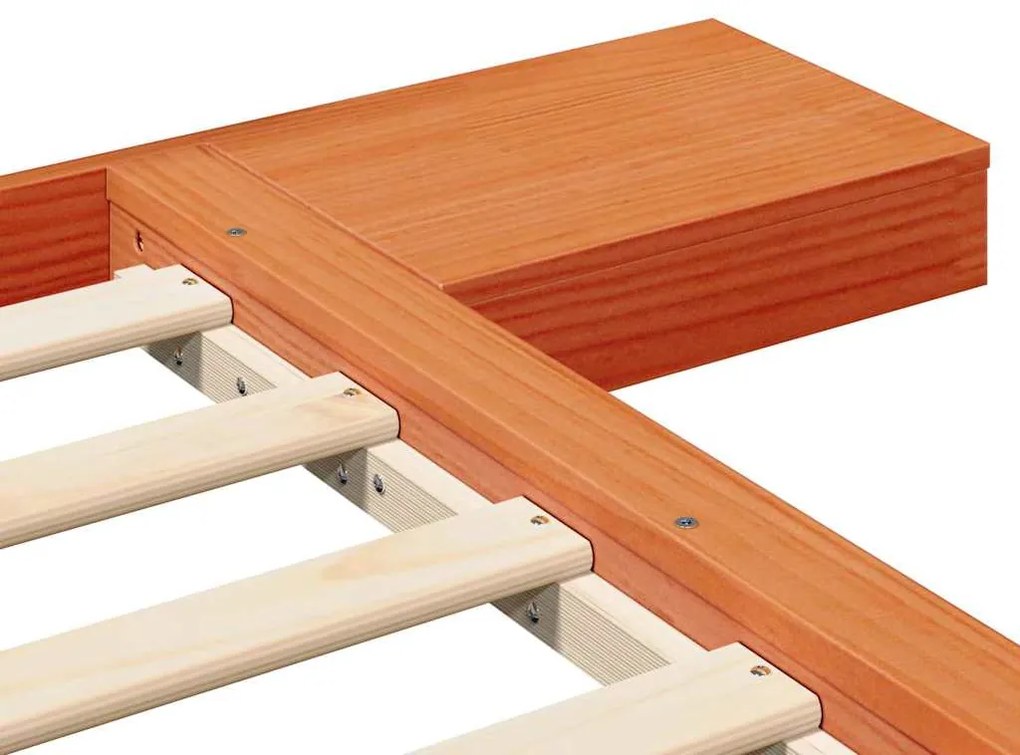 Estrado de Cama com Mesas de Cabeceira Castanho Encerado 100x200cm Mad