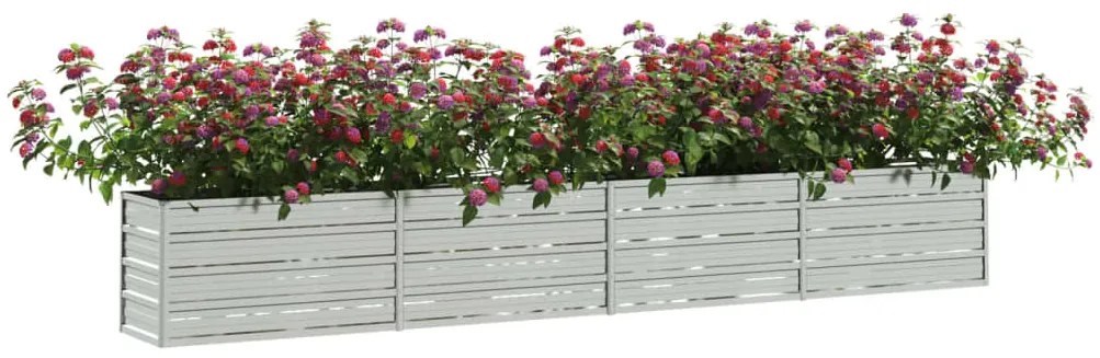 Canteiro elevado de jardim 320x40x45cm aço galvanizado prateado