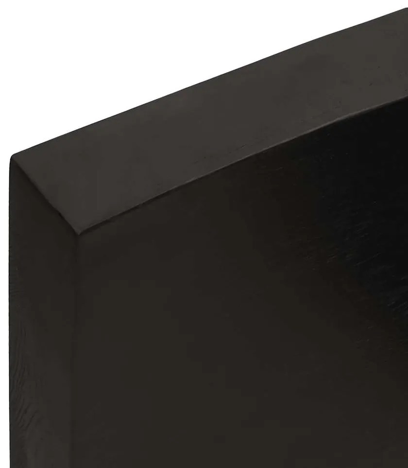Tampo de mesa com bordas vivas maciço tratado castanho-escuro