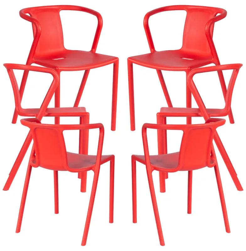 Pack 6 Cadeiras Indi - Vermelho