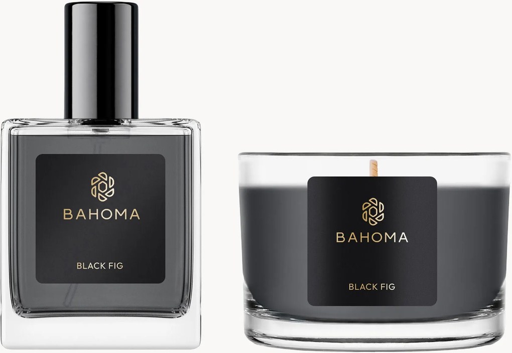 Ambientador em spray e vela perfumada Black Fig, conjunto de 2 (figo, anis, folhas verdes)