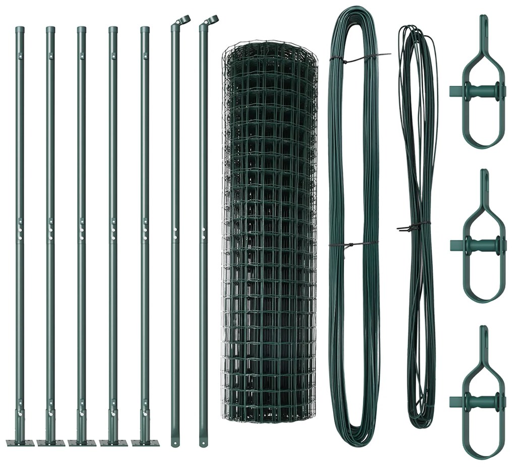Cerca Euro com 7 Postes Flangeados 0.8x10 m Aço Galvanizado
