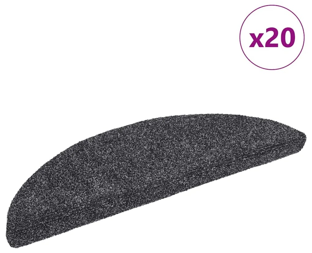 Tapetes de escada adesivos 20 pcs 56x17x3 cm cinzento-escuro