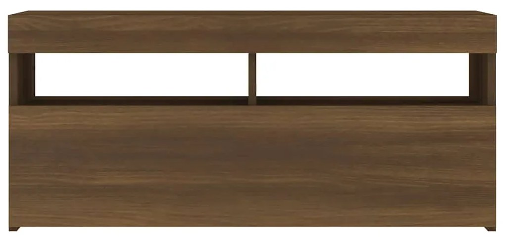 Móvel de TV com luzes LED 90x35x40 cm carvalho castanho