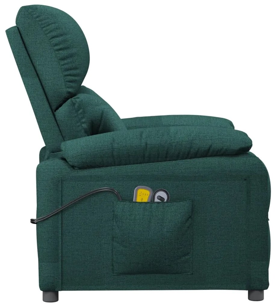 Poltrona de massagens elétrica tecido verde-escuro