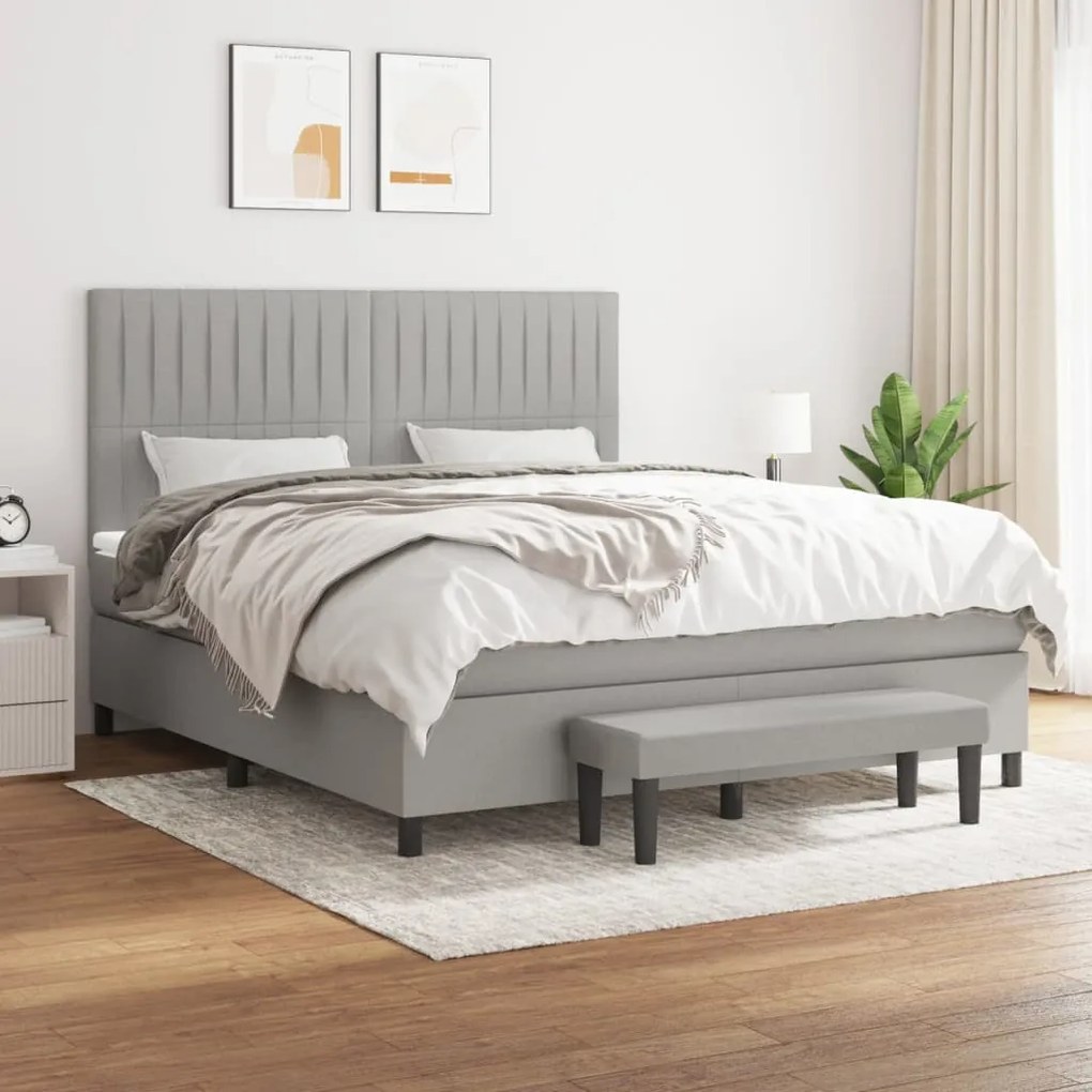 vidaXL Cama com molas/colchão 180x200 cm tecido cinzento-claro